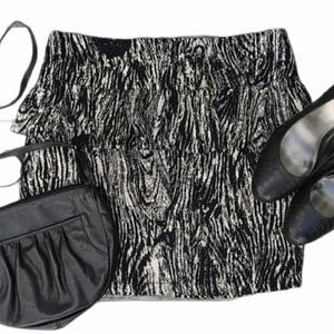 Anthropologie Hazel Peplum Mini Skirt Black and Cream Women's Large